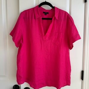 J.Crew Fuchsia 100% Linen Popover Shirt XLT